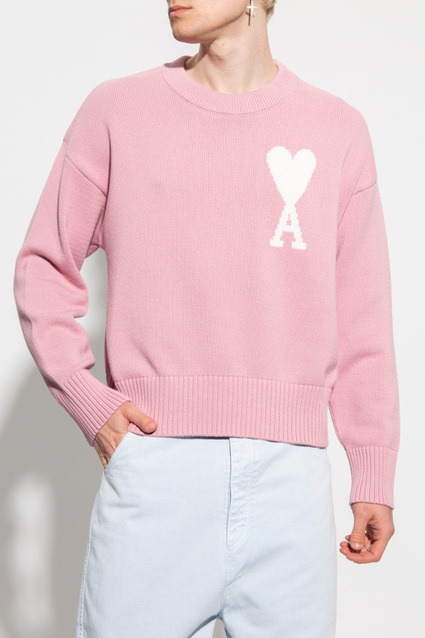 【送料&関税込】Ami Alexandre Mattiussi Light Pink Wool Over SchaferandweinerShops Tonga - Pink Sweater with logo Ami